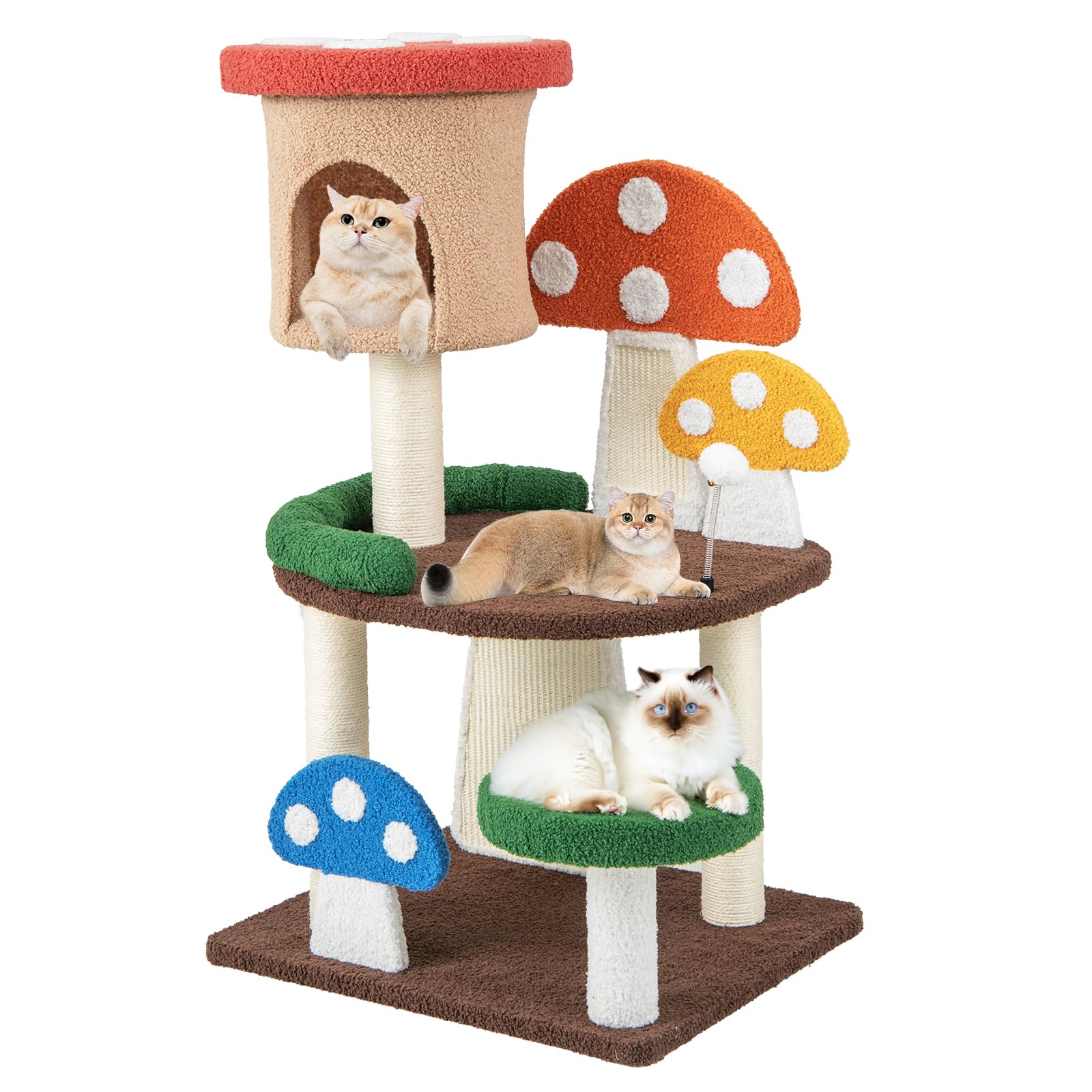 Tangkula Arbre à chat champignon de 103 cm, Mignonne tour pour chat